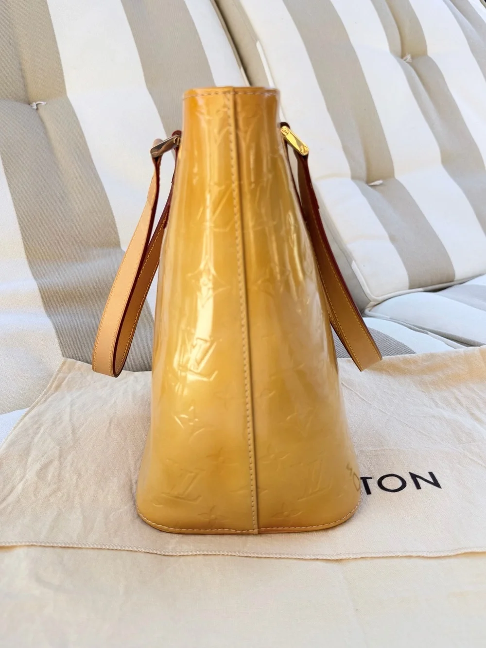 Louis Vuitton Vernis Houston Tote Bag Monogram Vernis Yellow Patent Leather